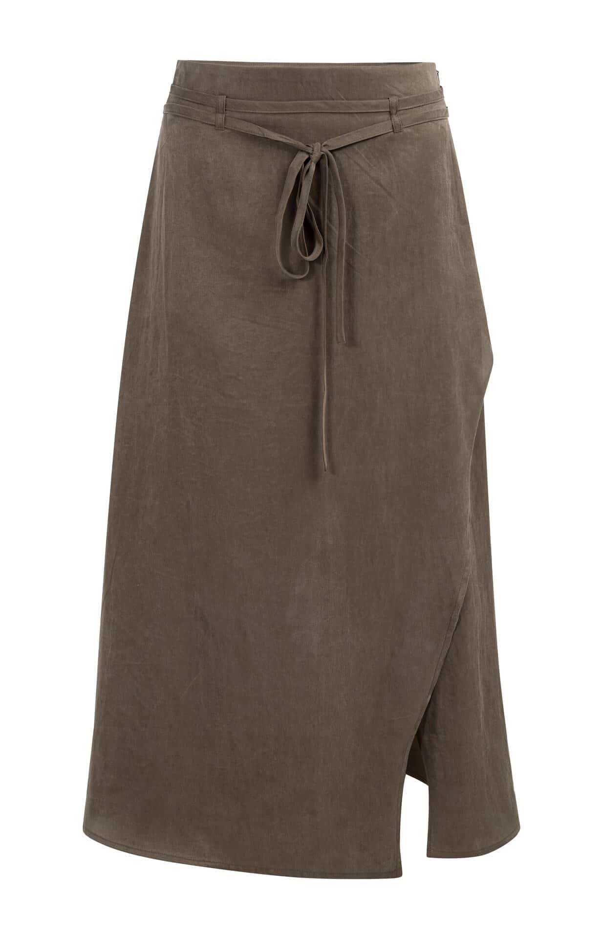 Woven midi skirt with wrap eff