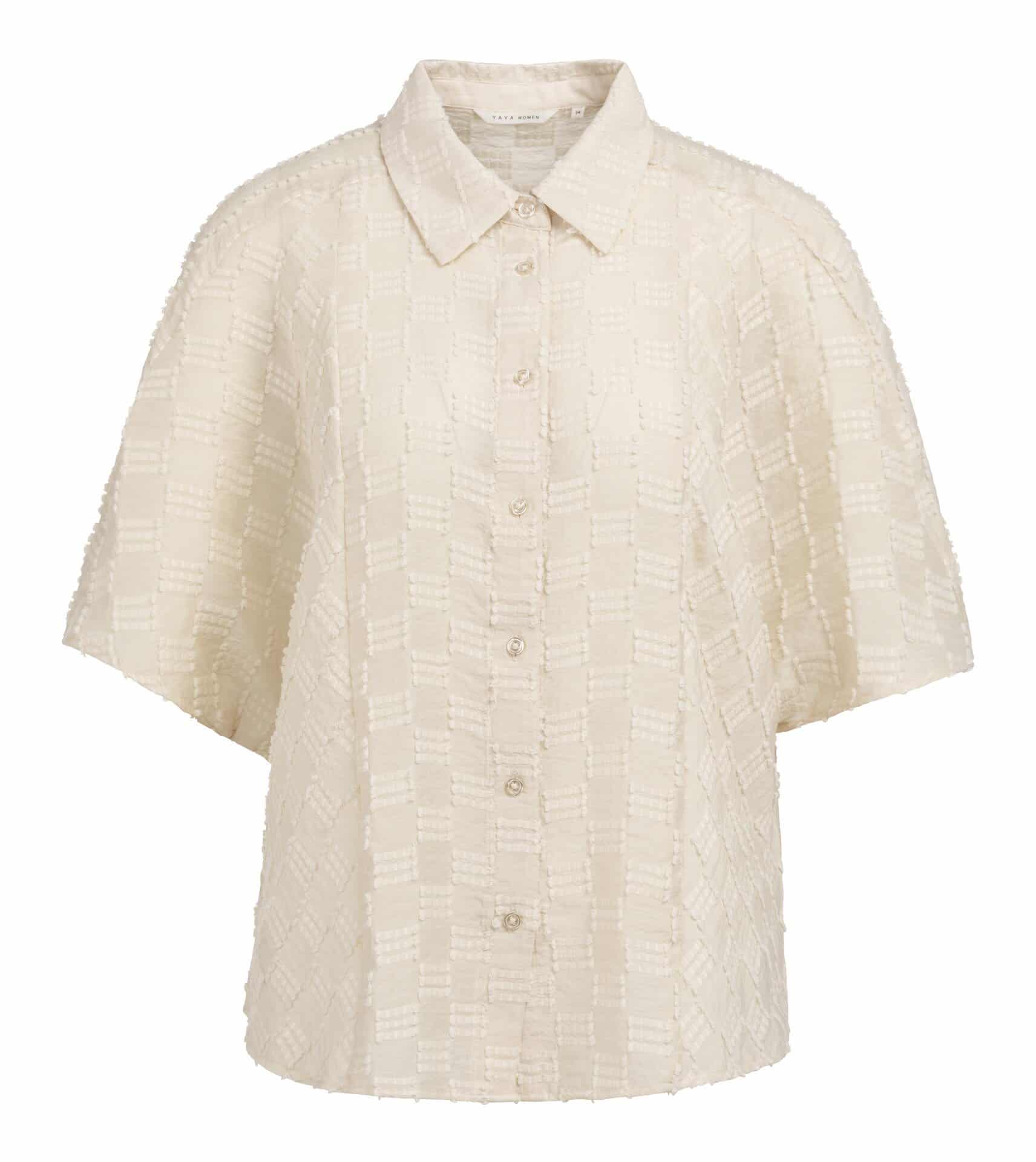 Jacquard blouse met korte mouw