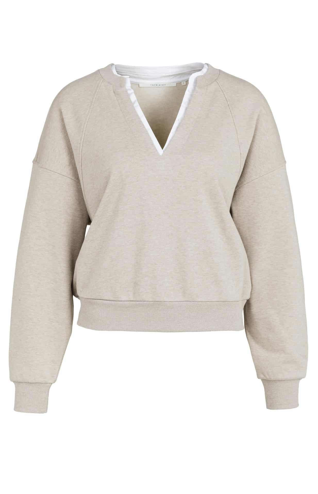 Sweatshirt met V-hals en gewev