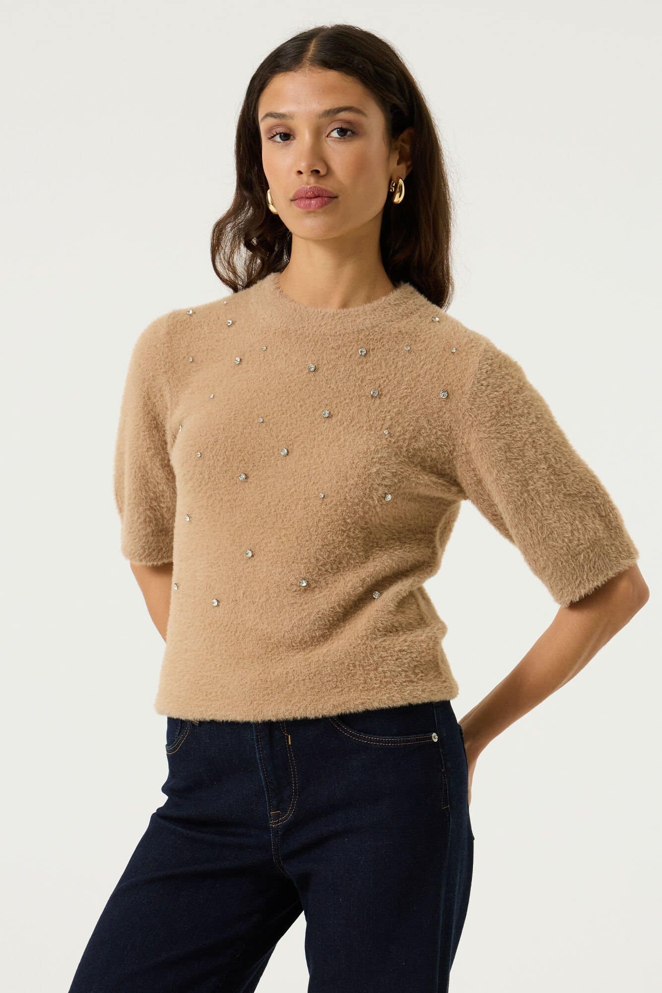ladies pullover soft taupe
