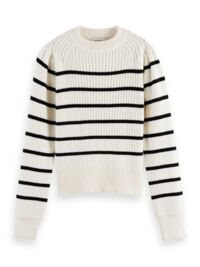 Sweater striped puff-sleeved